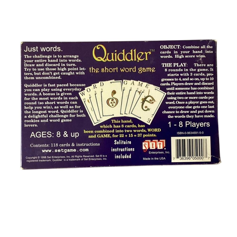 1998 Set Enterprises Quiddler Card Game - Picture 2 of 4